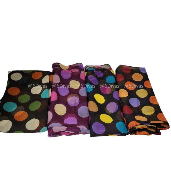 MULTICOLOR Large Polka Dot Scarf On A Brown Background - Picture 3 of 5